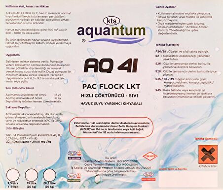 2 ADET Aquantum 20 Kg (40 KG) Hızlı Çöktürücü Sıvı - Liquid Flocculant-ToptancıyızBiz